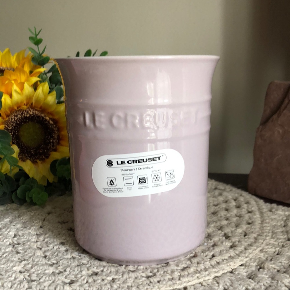 Le Creuset Light Pink Lilac Stoneware Utensil Holder Crock - SHALLOT
